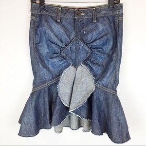 GUESS JEANS 90s Red Label Unique Ruffle Jean Skirt